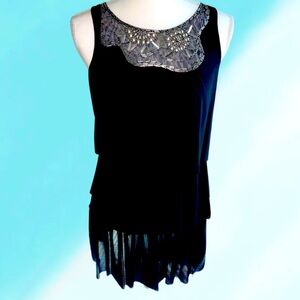 BCBGMaxAzria Tiered Art Deco Beaded Dress
